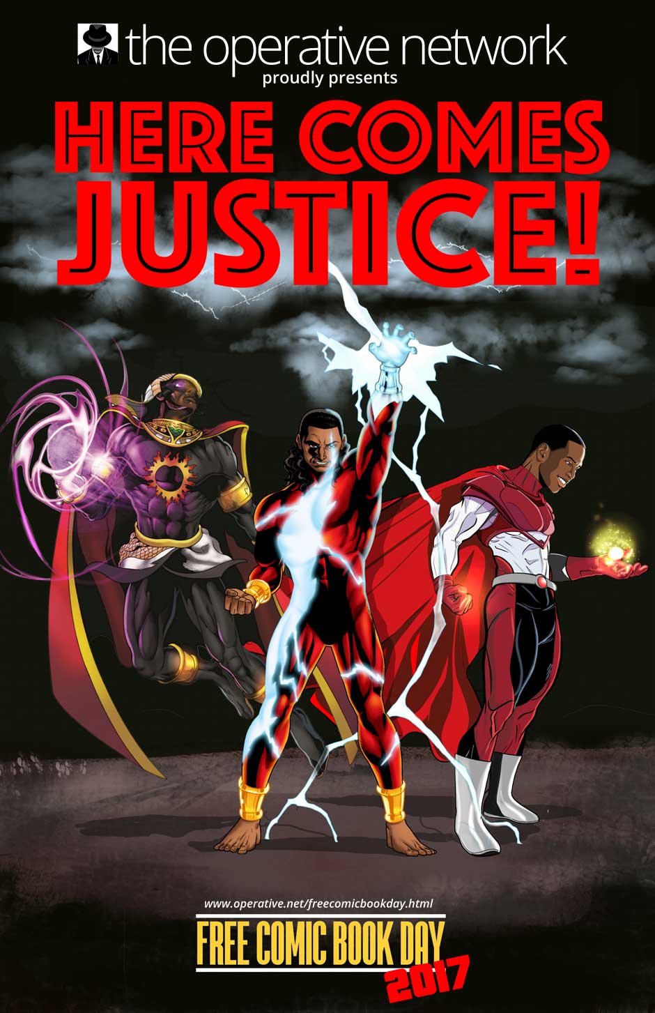 the cover to the 2017 FCBD offering Here Comes Justice!